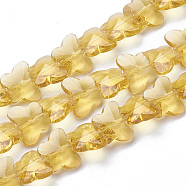 Transparent Glass Beads, Faceted, Butterfly, Light Khaki, 12x14.5x7.5mm, Hole: 1mm(GLAA-Q066-14mm-B13)
