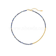 Natural Lapis Lazuli & Stainless Steel Beaded Necklace, 17.72 inch(45cm)(CH0426-2)
