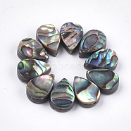 Abalone Shell/Paua Shell Beads, teardrop, Green, 12x8x3.5~4mm, Hole: 1mm(X-SSHEL-T008-08)