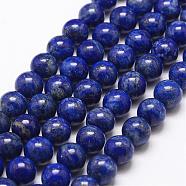 Natural Lapis Lazuli Bead Strands, Round, 12mm, Hole: 1mm, about 32pcs/strand, 15.5 inch(395mm)(G-G953-01-12mm)