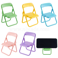 5pcs 5 style Cute Mini Chair Shape Cell Phone Stand, Foldable Plastic Mobile Phone Holder, Mixed Color, 6~6.9x5.7~6.8x8.5~9.6cm, 1pc/style(AJEW-CP0007-16)