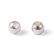 Round 202 Stainless Steel Beads, Silver Color Plated, 3mm, Hole: 1mm(STAS-O091-A-03S)