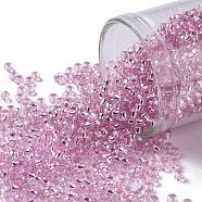 TOHO Round Seed Beads, Japanese Seed Beads, (2212) Silver Lined Baby Pink, 11/0, 2.2mm, Hole: 0.8mm, about 1110pcs/10g(X-SEED-TR11-2212)