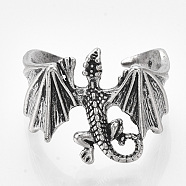 Alloy Cuff Finger Rings, Wide Band Rings, Pterosaur, Antique Silver, Size 10, 20mm(RJEW-T008-03)
