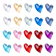 100Pcs 10 Colors Transparent Acrylic Charms, Faceted, Heart, Mixed Color, 11x9x4mm, Hole: 0.5mm, 10pcs/color(MACR-YW0001-63)