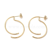 304 Stainless Steel Dangle Stud Earrings for Women, Real 18K Gold Plated, 38.5x1.5mm(EJEW-Q781-12G)