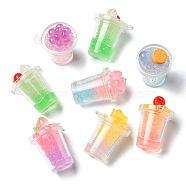 Transparent Resin Imitation Drink Pendants, Fruit Drink Charms, Mixed Color, 32~35x27x22mm, Hole: 1.6mm(X-RESI-E041-01)