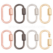 Elite 8Pcs 4 Colors Alloy Screw Carabiner Lock Charms, Oval Keychain Clasps for Necklaces Making, Mixed Color, 30x17x2mm, Inner Diameter: 25x10.5mm, 2pcs/color(FIND-PH0017-04)