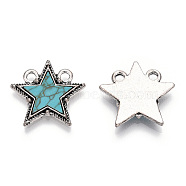 Alloy Pendants with Synthetic Turquoise, Star Charms, Cadmium Free & Lead Free, Antique Silver, 20x20.5x2.5mm, Hole: 2.3mm(PALLOY-TADZ0001-03AS)