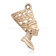 Golden Tone Alloy Pendants, Long-Lasting Plated, Egyptian Queen, Rose Gold, 40x19x3mm, Hole: 2.5mm(PALLOY-J169-18RG-3A)