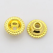 Tibetan Style Alloy Bead Caps, Lead Free & Cadmium Free, Golden, 10x5mm, Hole: 2mm(K0904011)