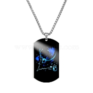 Stainless Steel Constellation Tag Pendant Necklace with Box Chains, Pisces, 23.62 inch(60cm)(ZODI-PW0006-01H)