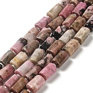 Natural Rhodonite Beads Strands, with Seed Beads, Faceted, Column, 8.5~11x5.5~6.5mm, Hole: 1mm, about 14~15pcs/strand, 7.48''(19cm)(G-N327-06-09)