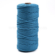 Cotton String Threads, Macrame Cord, Decorative String Threads, for DIY Crafts, Gift Wrapping and Jewelry Making, Steel Blue, 3mm, about 109.36 Yards(100m)/Roll.(OCOR-T001-02-39)