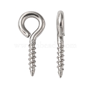 304 Stainless Steel Screw Eye Pin Peg Bails, For Half Drilled Beads, Stainless Steel Color, 12x5x1.2mm, Hole: 3mm, Pin: 1.5mm(STAS-L234-165A-P)