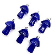 Cat Eye Pendants, with Stainless Steel Finding, Mushroom Charm, Blue, 20x15mm(FIND-SZC0010-579)