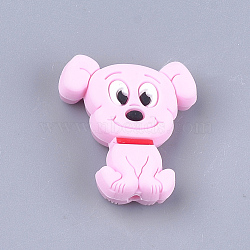 Food Grade Eco-Friendly Silicone Focal Beads, Puppy, Chewing Beads For Teethers, DIY Nursing Necklaces Making, Beagle Dog, Pearl Pink, 28x25x7.5mm, Hole: 2mm(SIL-T052-01C)