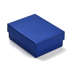 Rectangle Jewelry Cardboard Jewelry Boxes, with Sponge, for Earring, Ring, Necklace and Bracelets Gifts Packaging, Blue, 9.2x7.1x3.5cm(CBOX-A009-02A)