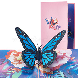 Rectangle 3D Butterfly Pop Up Paper Greeting Card, with Envelope, Valentine's Day Wedding Birthday Invitation Card, Butterfly Pattern, 180x130x3mm(AJEW-WH0289-22)