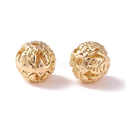 Brass Hollow Round Beads, Champagne Gold, 8x7.5mm, Hole: 1.2mm(KK-P226-35CG)