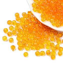 Transparent Acrylic Beads, Faceted, Rondelle, Orange, 4x3.5mm, Hole: 1.5mm, about 14000pcs/500g(TACR-N017-01-02)