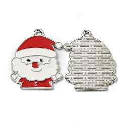 Alloy Enamel Pendants, for Christmas, Santa Claus, Platinum, 26.5x20x1.2mm, Hole: 1.6mm(X-ENAM-Z001-11P)