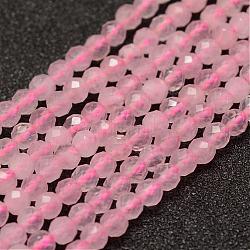Natural Rose Quartz Beads Strands, Faceted, Round, 3mm, Hole: 0.5~0.6mm, about 120pcs/strand, 15.3~15.7 inch(39~40cm)(G-F460-35)