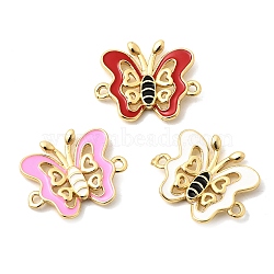 Brass Enamel Hollow Insect Connector Charms, Butterfly Links, Long-Lasting Plated, Cadmium Free & Lead Free, Rack Plating, Real 18K Gold Plated, Mixed Color, 18x22.5x3.5mm, Hole: 1.6mm(KK-A296-05G)