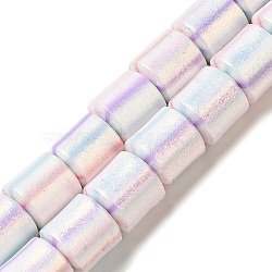 Polymer Clay Beads Strands, with Glitter Powder, Column, Snow, 6~6.5x6.5~7mm, Hole: 1.2mm, about 63~65pcs/strand, 16.14~16.46''(41~41.8cm)(CLAY-H006-04F)