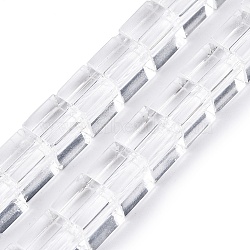 Transparent Glass Beads Strands, Cube, Clear, 7.5~8.5x7.5~8.5x7.5~8.5mm, Hole: 1.2~1.4mm, about 46pcs/strand, 15.16 inch(38.5cm)(GLAA-N001-46B)