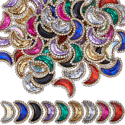 72Pcs 9 Colors Crescent Moon Sew On Rhinestones, Multi-Strand Links, Mixed Color, 18.5x12.5x5mm, Hole: 5x1.2mm, 8pcs/color(FIND-GF0005-97)