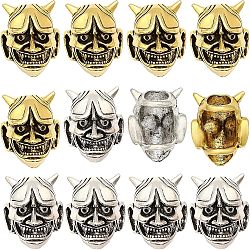 CHGCRAFT 12Pcs 2 Colors Alloy European Beads, Large Hole Beads, Demon, Antique Silver & Antique Golden, 19x15.5x13.5mm, Hole: 6mm, 6pcs/color(FIND-CA0005-50)