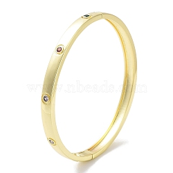 Brass Pave Colorful Glass Bangles for Women, Real 18K Gold Plated, Round, Inner Diameter: 2-1/4 inch(5.85cm), 5.5m(BJEW-Z061-25A)