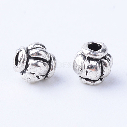 Tibetan Style Alloy Spacer Beads, Lantern, Cadmium Free & Lead Free, Antique Silver, 4x4mm, Hole: 1mm(X-TIBE-Q063-55AS-RS)