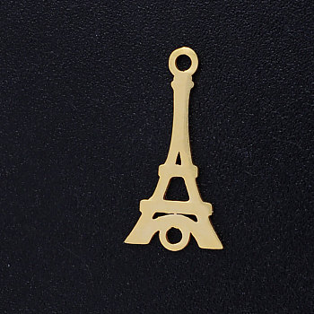 201 Stainless Steel Links connectors, Eiffel Tower, Golden, 17.5x8.5x1mm, Hole: 1.4mm