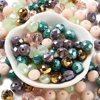 Glass Beads, Faceted, Rondelle, Blanched Almond, 10x8mm, Hole: 1mm, about 560pcs/500g