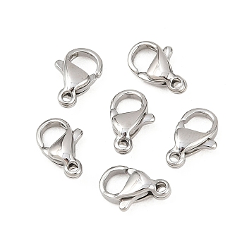 Tarnish Resistant 316 Surgical Stainless Steel Lobster Claw Clasps, Stainless Steel Color, 10x7mm, Hole: 1mm