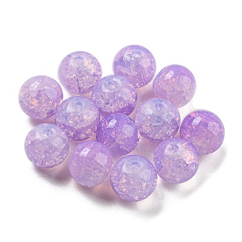 Transparent Spray Painting Crackle Glass Beads, Round, Medium Purple, 10mm, Hole: 1.6mm, 200pcs/bag