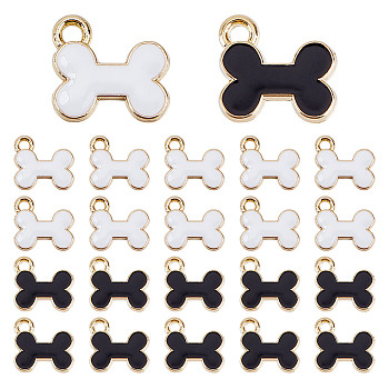 40Pcs 2 Colors Bone Alloy Charms, with Enamel, Cadmium Free & Lead Free, Light Gold, Mixed Color, 11.5x13x2mm, Hole: 1.6mm, 20pcs/color