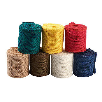 7 Rolls 7 Styles Linen Rolls, Jute Ribbons For Craft Making, Mixed Color, 1roll/style