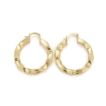 Rack Plating Brass Chunky Huggie Hoop Earrings for Women, Lead Free & Cadmium Free, Real 18K Gold Plated, 39.5x34x4.5mm, Pin: 0.5x1.2mm