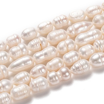 Natural Cultured Freshwater Pearl Beads Strands, Rice, Bisque, 8~23x8~9mm, Hole: 0.8mm, about 31pcs/strand, 13.58 inch(34.5cm)