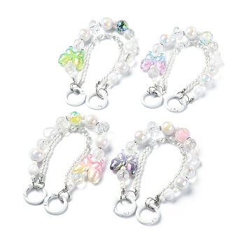 Acrylic Butterfly Beaded Mobile Straps, Multifunctional Chain, with Alloy Spring Gate Ring, Colorful, 25.2x0.8~2.9cm