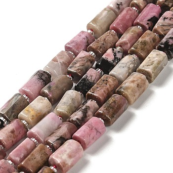 Natural Rhodonite Beads Strands, with Seed Beads, Faceted, Column, 8.5~11x5.5~6.5mm, Hole: 1mm, about 14~15pcs/strand, 7.48''(19cm)