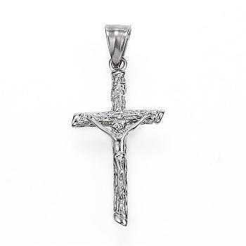 304 Stainless Steel Pendants, For Easter, Crucifix Cross, Stainless Steel Color, 41.5x22x5mm, Hole: 5x9mm