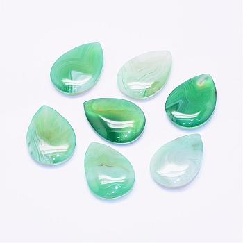 Natural Agate Beads, teardrop, No Hole/Undrilled Gemstone, Dyed, Green, 30x21x5mm