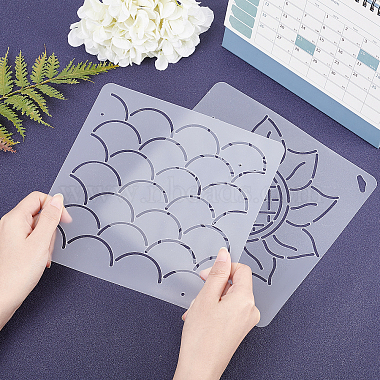 2Sheets 2 Styles Plastic Drawing Painting Stencils Templates(DIY-CA0001-87)-3