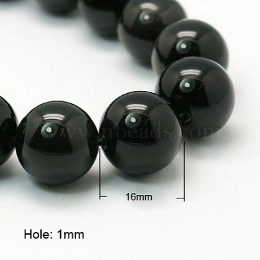 16mm Black Round Obsidian Beads