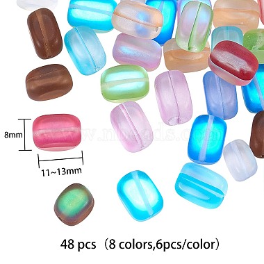 48pcs 8 couleurs brins de perles de pierre de lune synthétiques(G-SZ0001-05)-2