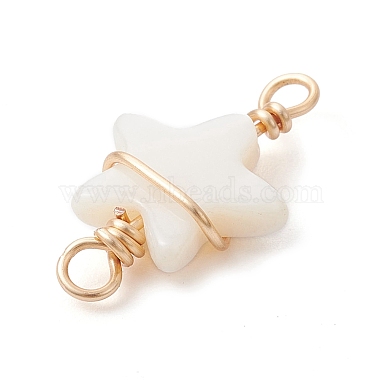 2Pcs 2 Styles Natural Freshwater Shell Copper Wire Wrapped Connector Charms(PALLOY-JF02439)-4